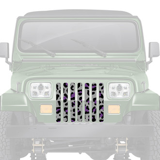 Dirty Acres® - 1-Pc Platinum Leopard Print Style Gray/Purple/Black Perforated Main Grille