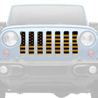Dirty Acres® - 1-Pc Platinum Hella Yella American Flag Style Perforated Main Grille