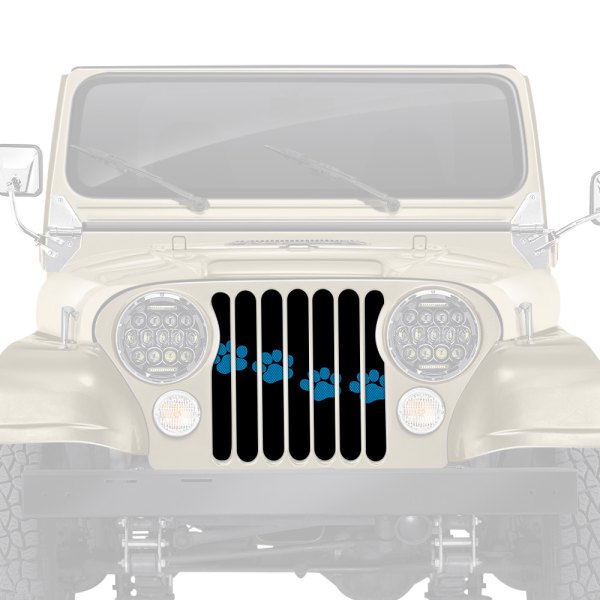 Dirty Acres® - 1-Pc Platinum Puppy Paw Prints Style Blue Perforated Main Grille