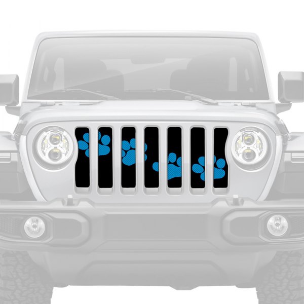 Dirty Acres® - 1-Pc Platinum Puppy Paw Prints Style Blue Perforated Main Grille