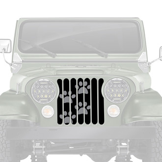 Dirty Acres® - 1-Pc Platinum Puppy Paw Prints Style Gray Perforated Main Grille