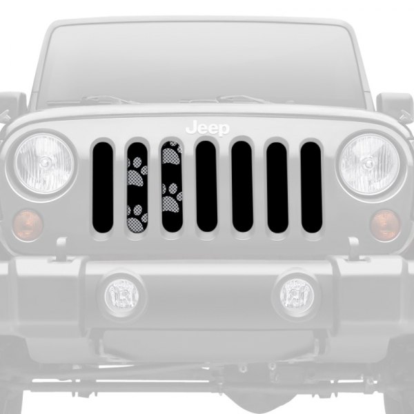 Dirty Acres® - 1-Pc Platinum Puppy Paw Prints Style Gray Perforated Main Grille