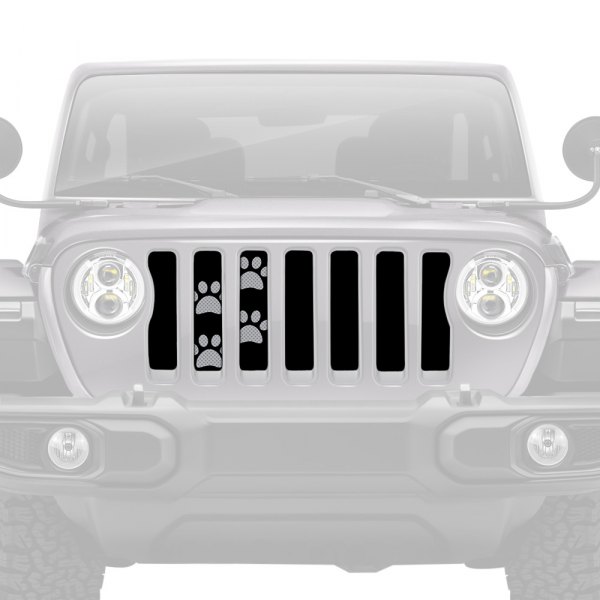 Dirty Acres® - 1-Pc Platinum Puppy Paw Prints Style Gray Perforated Main Grille