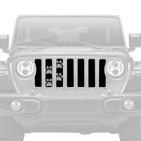 Dirty Acres® - 1-Pc Platinum Puppy Paw Prints Style Gray Perforated Main Grille