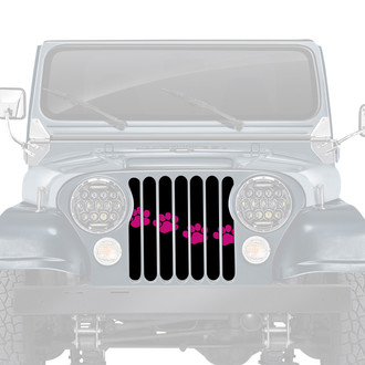 Dirty Acres® - 1-Pc Platinum Puppy Paw Prints Style Pink Perforated Main Grille