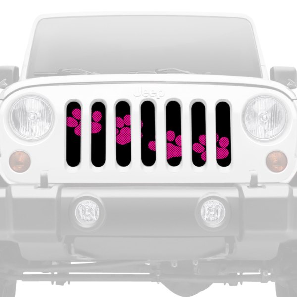 Dirty Acres® - 1-Pc Platinum Puppy Paw Prints Style Pink Perforated Main Grille