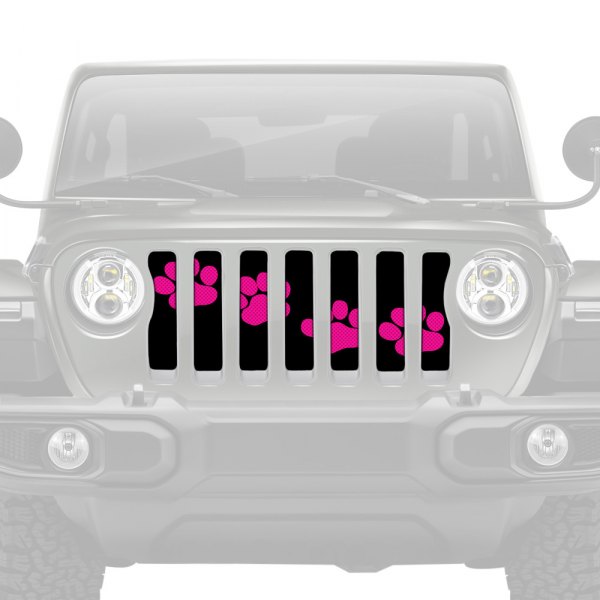 Dirty Acres® - 1-Pc Platinum Puppy Paw Prints Style Pink Perforated Main Grille