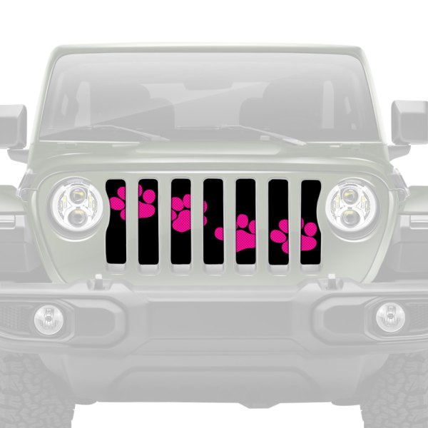 Dirty Acres® - 1-Pc Platinum Puppy Paw Prints Style Pink Perforated Main Grille