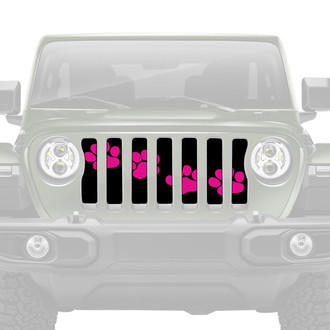 Dirty Acres® - 1-Pc Platinum Puppy Paw Prints Style Pink Perforated Main Grille