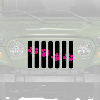 Dirty Acres® - 1-Pc Platinum Puppy Paw Prints Style Pink Perforated Main Grille