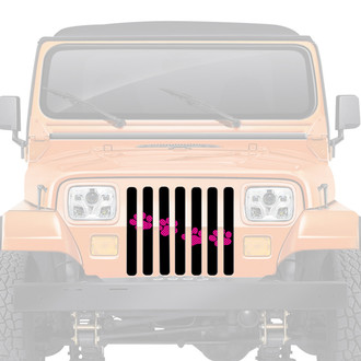 Dirty Acres® - 1-Pc Platinum Puppy Paw Prints Style Pink Perforated Main Grille