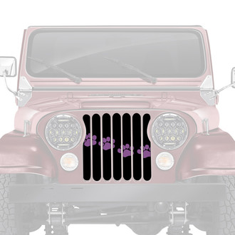 Dirty Acres® - 1-Pc Platinum Puppy Paw Prints Style Purple Perforated Main Grille