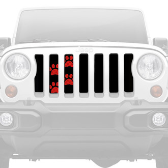 Dirty Acres® - 1-Pc Platinum Puppy Paw Prints Style Red Perforated Main Grille