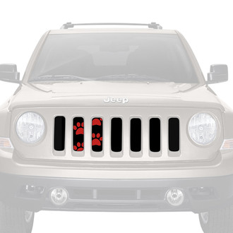 Dirty Acres® - 1-Pc Platinum Puppy Paw Prints Style Red Perforated Main Grille