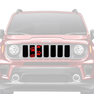 Dirty Acres® - 1-Pc Platinum Puppy Paw Prints Style Red Perforated Main Grille