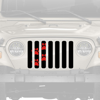 Dirty Acres® - 1-Pc Platinum Puppy Paw Prints Style Red Perforated Main Grille