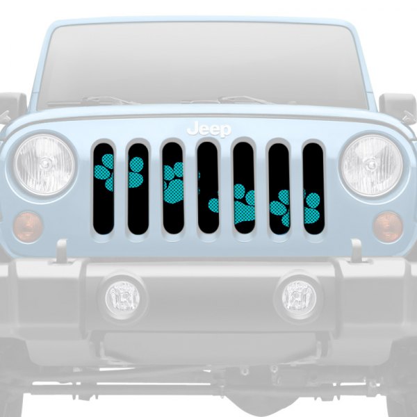 Dirty Acres® - 1-Pc Platinum Puppy Paw Prints Style Teal Perforated Main Grille