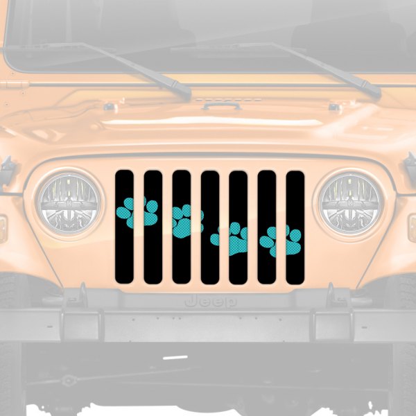 Dirty Acres® - 1-Pc Platinum Puppy Paw Prints Style Teal Perforated Main Grille