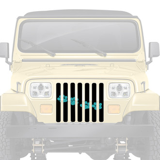 Dirty Acres® - 1-Pc Platinum Puppy Paw Prints Style Teal Perforated Main Grille
