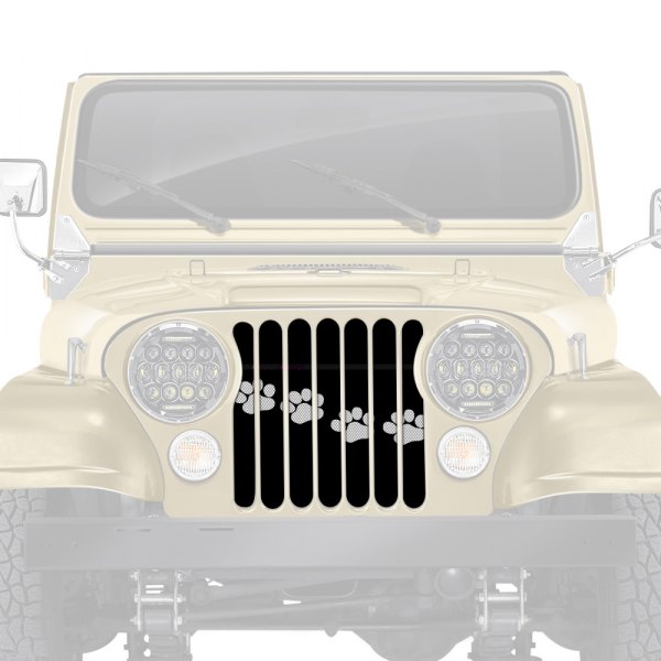 Dirty Acres® - 1-Pc Platinum Puppy Paw Prints Style White Perforated Main Grille
