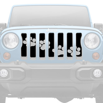 Dirty Acres® - 1-Pc Platinum Puppy Paw Prints Style White Perforated Main Grille