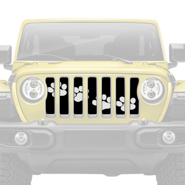 Dirty Acres® - 1-Pc Platinum Puppy Paw Prints Style White Perforated Main Grille