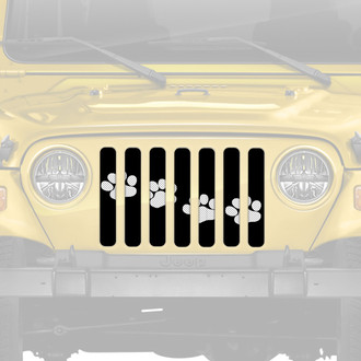 Dirty Acres® - 1-Pc Platinum Puppy Paw Prints Style White Perforated Main Grille
