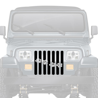 Dirty Acres® - 1-Pc Platinum Puppy Paw Prints Style White Perforated Main Grille