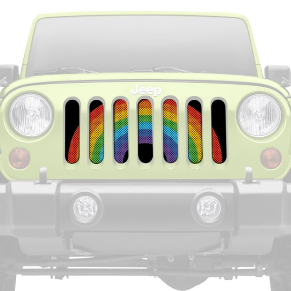 Dirty Acres® - 1-Pc Platinum Rainbow Pride Flag Style Perforated Main Grille
