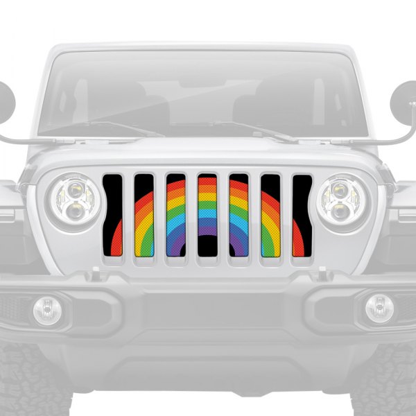 Dirty Acres® - 1-Pc Platinum Rainbow Pride Flag Style Perforated Main Grille