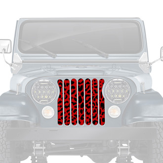 Dirty Acres® - 1-Pc Platinum Cheetah Style Red Perforated Main Grille