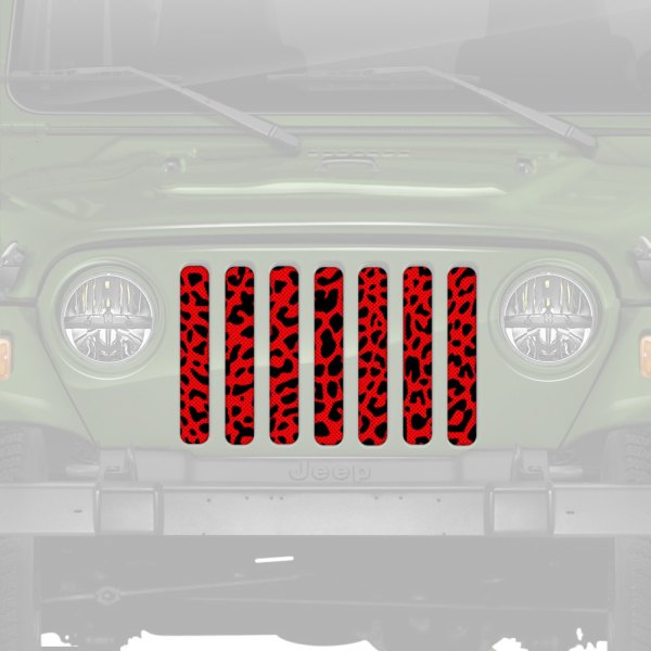 Dirty Acres® - 1-Pc Platinum Cheetah Style Red Perforated Main Grille