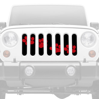 Dirty Acres® - 1-Pc Platinum Puppy Paw Prints Style Red Perforated Main Grille