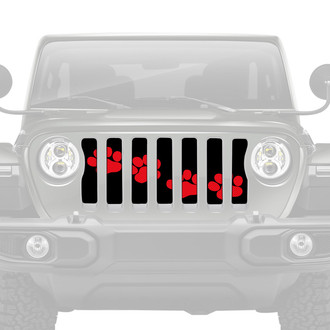 Dirty Acres® - 1-Pc Platinum Puppy Paw Prints Style Red Perforated Main Grille