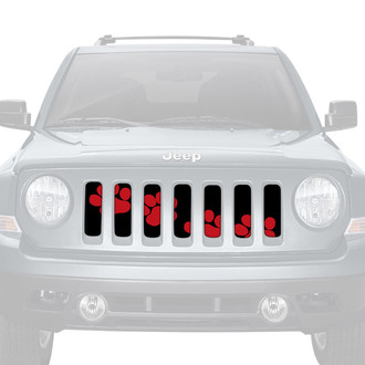 Dirty Acres® - 1-Pc Platinum Puppy Paw Prints Style Red Perforated Main Grille
