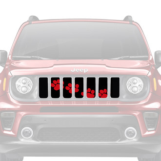 Dirty Acres® - 1-Pc Platinum Puppy Paw Prints Style Red Perforated Main Grille