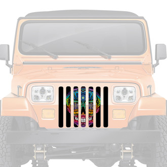 Dirty Acres® - 1-Pc Platinum Sugar Skull Rainbow Style Perforated Main Grille