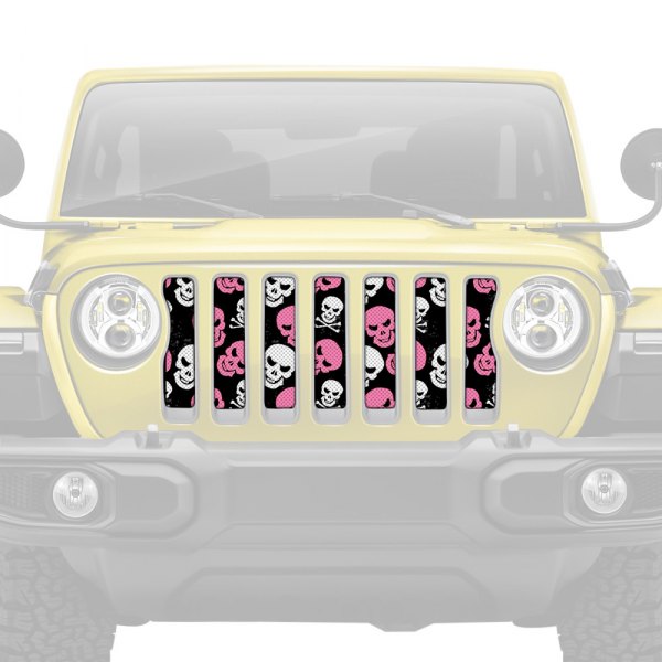 Dirty Acres® - 1-Pc Platinum Skulls Style Baby Pink Perforated Main Grille