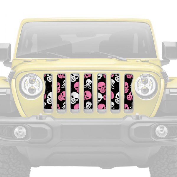 Dirty Acres® - 1-Pc Platinum Skulls Style Baby Pink Perforated Main Grille