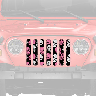 Dirty Acres® - 1-Pc Platinum Skulls Style Baby Pink Perforated Main Grille