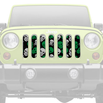 Dirty Acres® - 1-Pc Platinum Skulls Style Green Perforated Main Grille