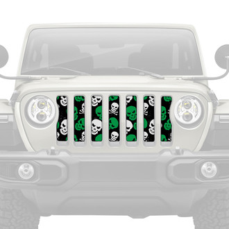 Dirty Acres® - 1-Pc Platinum Skulls Style Green Perforated Main Grille