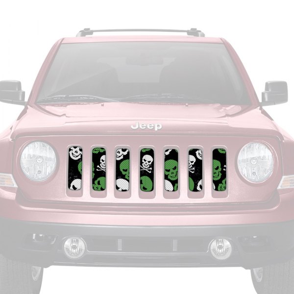 Dirty Acres® - 1-Pc Platinum Skulls Style Green Perforated Main Grille