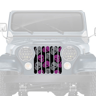 Dirty Acres® - 1-Pc Platinum Skulls Style Purple/Gray Perforated Main Grille