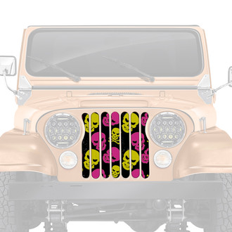 Dirty Acres® - 1-Pc Platinum Skulls Style Pink/Yellow Perforated Main Grille