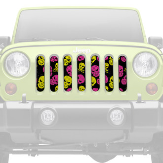 Dirty Acres® - 1-Pc Platinum Skulls Style Pink/Yellow Perforated Main Grille