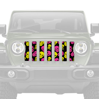 Dirty Acres® - 1-Pc Platinum Skulls Style Pink/Yellow Perforated Main Grille