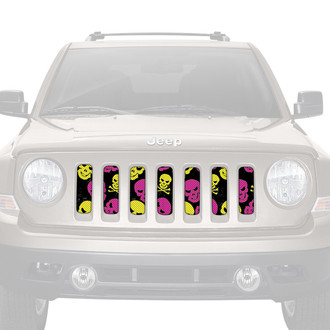 Dirty Acres® - 1-Pc Platinum Skulls Style Pink/Yellow Perforated Main Grille
