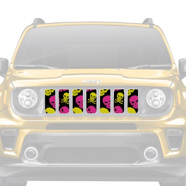 Dirty Acres® - 1-Pc Platinum Skulls Style Pink/Yellow Perforated Main Grille