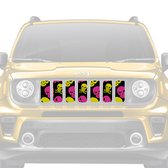 Dirty Acres® - 1-Pc Platinum Skulls Style Pink/Yellow Perforated Main Grille